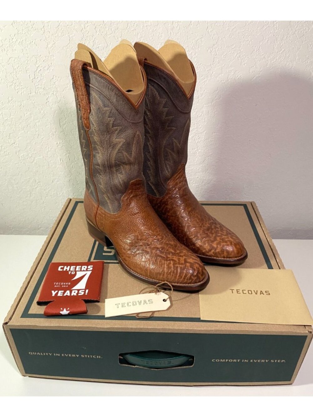 Tecovas The Weston Russet Smooth Ostrich Western Cowboy Boots Men's 9.5 D